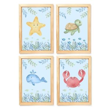 Imagem de Kit Quadros Decorativos Quarto Infantil Fundo do Mar - Creative Cat, P