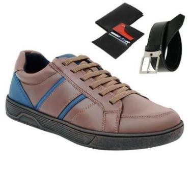 Imagem de Kit Gmm Shoes Sapatênis Solado Ortopédico + Cinto + Carteira Masculino-Masculino