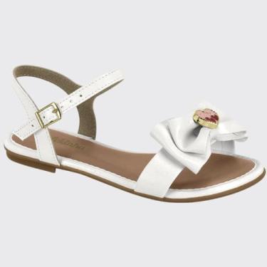 Imagem de Sandália Infantil Meninas Flat Slide Molekinha 2157.1204.9569, Branco,