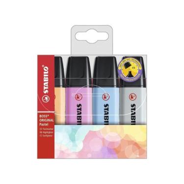 Imagem de Marca Texto Stabilo Boss Original Pastel com 4 Cores 2 a 5mm Anotações