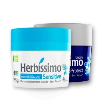 Imagem de Kit 2 Desodorante Herbissimo Creme Sensitive + Cedro 55g