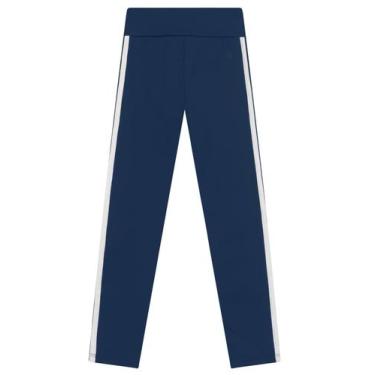 Imagem de Calça legging infantil menina com listras laterais Brandili, 4, Azul m