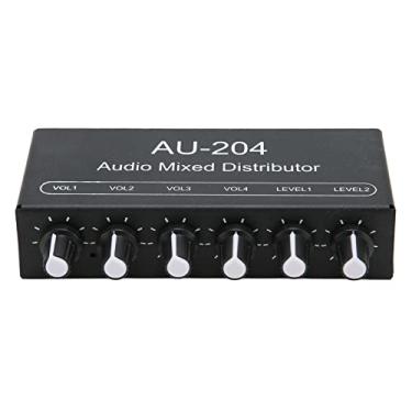 Imagem de Misturador de áudio, som estéreo 2 em 4 de saída, interface de 3,5 mm, mini misturador de e anti interferência, quatro volumes separados, misturador de linha portátil de liga