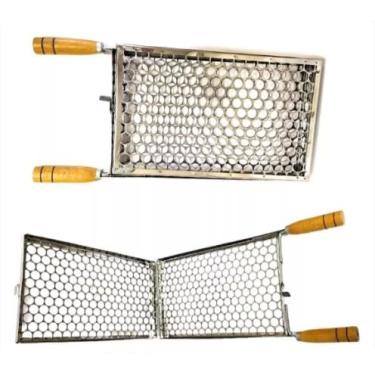 Imagem de Grelha Dupla Inox Churrasco Peixe Linguicas E Frango 42x25