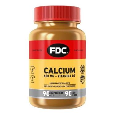 Imagem de Calcio 600Mg + Vitamina D3 - 90 Comprimidos - Fdc - Fdc Vitamins