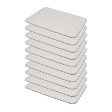 Imagem de Conjunto 10 Bandejas Plásticas Self-Service Refeição 48 x 32,5 x 2 BR-100 Branca - Dell...