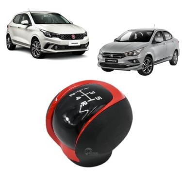 Imagem de Bola De Câmbio Manopla Argo Cronos 2017 A 2021 Preto Aro Vermelho