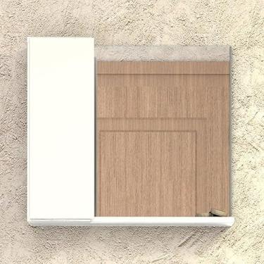 Imagem de Espelho para Banheiro em Madeira com Armarinho Branco