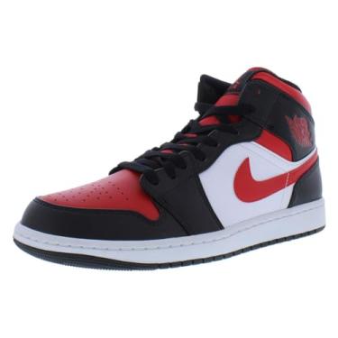 Imagem de Nike Tênis de basquete masculino Air Jordan 1 Mid, Preto/vermelho fogo - branco, 13