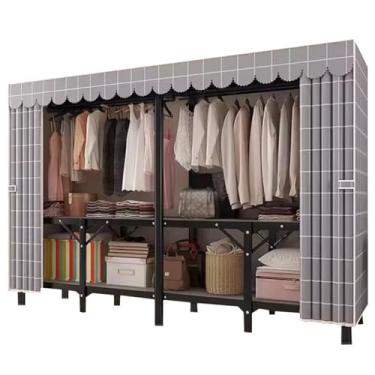 Imagem de Armário de guarda-roupa de liga de ferro com capa de pano Armário de guarda-roupa portátil Armário de armazenamento de grande capacidade Roupeiros extra resistentes