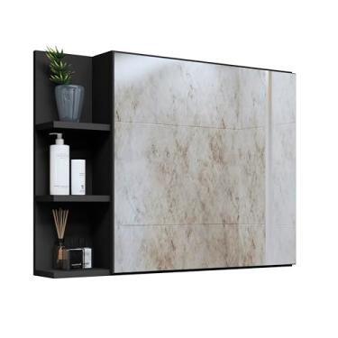 Imagem de Espelheira Suspensa Iris Para Banheiro/Closet Porta e Nichos Armário - Quality Móveis cor:Preto