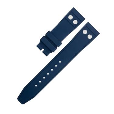 Imagem de DFAMIN 20MM 22MM Nature Fluororubber FKM Borracha Com Rebite Pulseira de Relógio Para Pulseira IWC Big Pilot Mark Portugieser TOP GUN Pulseira Macia (Cor: Azul, Tamanho: 21 mm)