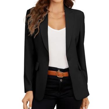 Imagem de SIOKUY Blazer para mulheres: Blazer preto clássico feminino, blazer feminino atemporal - perfeito para qualquer ocasião, Preto, XXG