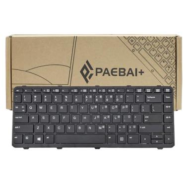 Imagem de PAEBAI+ Teclado de substituição para laptop compatível com HP Probook 430 G2 445 G2 440 G0 440 G1 440 G2 445 G1 US teclado com moldura preta