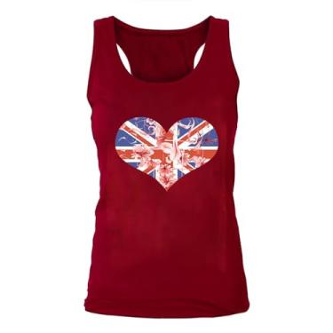 Imagem de Colete feminino estampado com estampa de amor Dia da Independência camiseta feminina solta alças de substituição fina, Vinho, 3G
