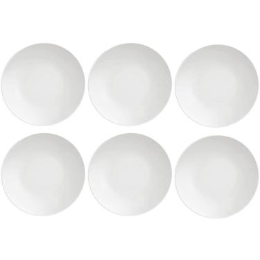 Imagem de Conjunto 6 Pratos de Porcelana Sobremesa Tramontina Leonora 19cm Brancos Raso Leve Cupê