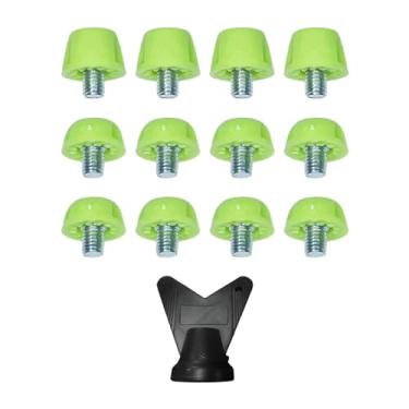 Imagem de shamjina 12pçs pontas de sapato de futebol, acessórios de sapatos de pista m5 com chave, chuteiras de bota de futebol de relvado, pinos de rugby para, Verde