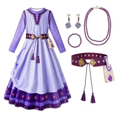 Imagem de A_sha Fantasia Meninas Vestido Roxo Cosplay Roupas Crianças Natal Aniversário Festa Vestido 3-10 anos