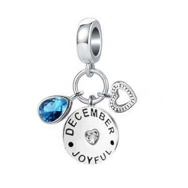 Imagem de MZC Jewelry Pulseira Pandora com pingente de coração de pedra do mês de nascimento em forma de gota para mulheres e mães, Cobre