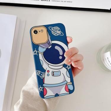 Imagem de Yonds Queen Capa para iPhone SE 2022 (3ª geração) iPhone 7/8 /SE2 (2020), desenho animado bonito astronauta espaço design legal capa protetora à prova de choque TPU macio (telescópio azul, iPhone