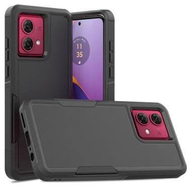Imagem de Zotita Capa para celular Moto G84, TPU + PC 2 em 1, antiqueda, resistente ao desgaste, capa de proteção completa para celular Moto G84 (preto)