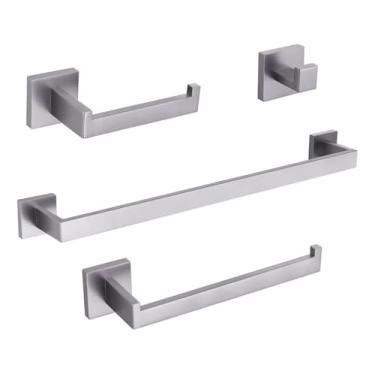 Imagem de Kit Acessórios Para Banheiro Prata Inox 304 Luxo Escovado