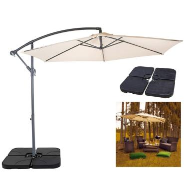 Imagem de Kit Ombrelone Lateral Suspenso 3m Bora Bora Com Manivela + Base 60L Quadrada - Mor