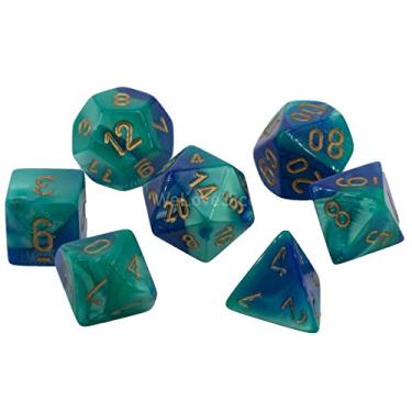 Imagem de Conjunto Chessex CHX26459 Dice-Gemini azul-petróleo/dourado