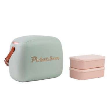 Imagem de Polarbox Lancheira térmica | Lancheira retrô para piquenique reutilizável lancheira vintage mini bolsa térmica inclui 2 recipientes para comida! Trabalho de alimentos e bebidas, viagem, praia,