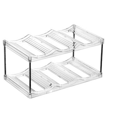 Imagem de IEEK Suporte de armazenamento de garrafa empilhável de plástico, prateleira organizadora independente para garrafa de água/vinho e bebida para armário de cozinha, geladeira, bancada, despensa, freezer