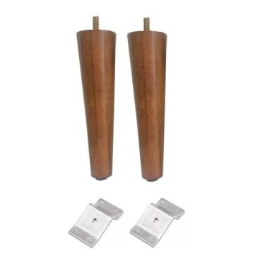 Imagem de 2 Pe Palito 10cm Chapa Inclinada marrom claro Pernas Para Moveis - Jth