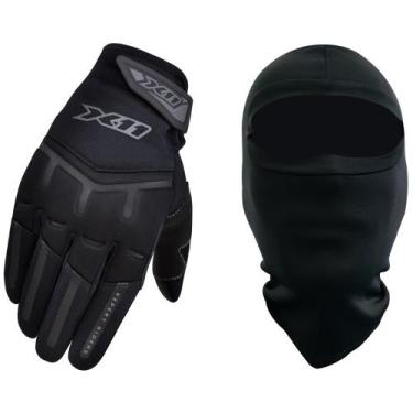 Imagem de Luva X11 FIT X Motociclista Com Função Touchscreen Preta + Balaclava, 