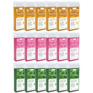 Imagem de 18UN Cera Refil Roll On Depilflax Natural Rosa Hortelã  100G