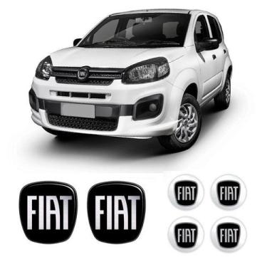 Imagem de Kit Completo Emblemas Fiat Uno Novo Black Piano 2011/2021 - SPORTINOX