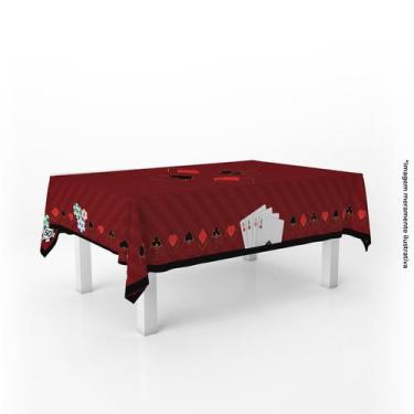 Imagem de Toalha de Mesa Felpuda Retangular Listrada Poker Truco 6 lugares - PRE