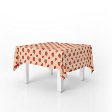 Imagem de Toalha De Mesa Frutas Morango 4 Lugares Quadrada 146x146cm - PRESENTE-