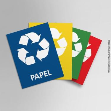 Imagem de Kit 4 Adesivos Lixeiras Coleta Seletiva Reciclagem 20x15cm - PRESENTE-