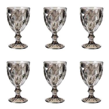Imagem de Conjunto de Taças de Vidro para Água 6 Peças 325 ml Diamonds Cinza Met