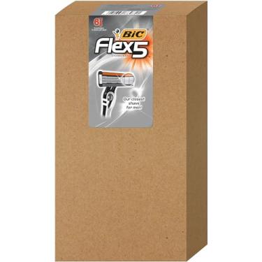 Imagem de BIC Flex 5 masculino descartável com 5 lâminas de barbear, lâminas masculinas com lâmina de afiação de precisão, pacote com 6