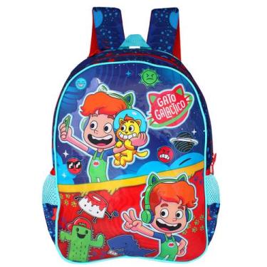 Imagem de Mochila Alças Escolar Infantil Gato Galáctico Com Capuz - Clio Style, 