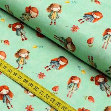 Imagem de Tecido Estampado para Patchwork - Meninas com Capas de Chuva (0,50x1,4