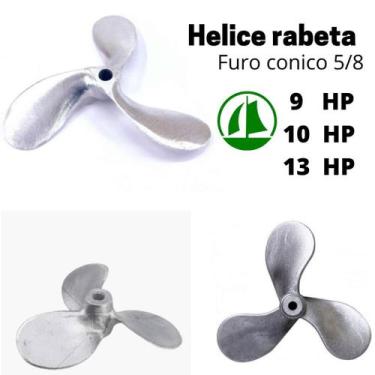 Imagem de Hélice Motor Rabeta 9hp  Barco Pesca Furo 5/8 - Funditex