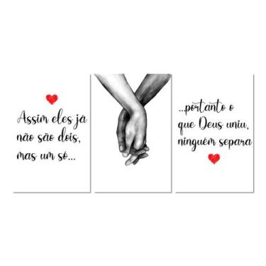 Imagem de Kit 3 Placas Decorativas Frases Casal Amor 20x30 cm Mdf - Art Print