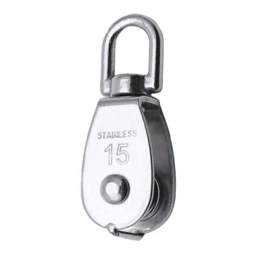 Imagem de Moitão em Aço Inox M15 com Alça e Roldana P/ Cabos até 6mm - Rei Marin