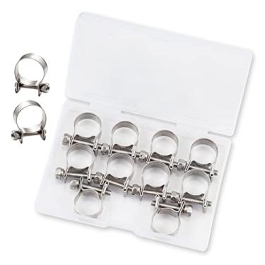 Imagem de LEONTOOL 10 peças de aço inoxidável mini tubo de combustível clipe de braçadeira de mangueira 14-16 mm estilo linha de injeção de combustível braçadeira de mangueira tubo ajustável clipe de mangueira grampos de tubo para tubo de gasolina diesel (9/16" - 5/8" Dia)