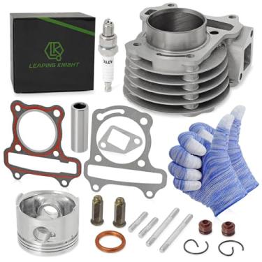 Imagem de Kit de cilindro LEAPING KNIGHT GY6 80cc 47 mm com vela de ignição de anel de pistão, kit de reconstrução de extremidade superior para 139QMB TAOTAO JONWAY ZNEN Roketa ATV Moped Go-Kart, kits de motor