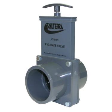 Imagem de Valterra Válvula de portão métrica de PVC 8251, cinza, 75/90 mm Slip-Spig x 75/90 mm Slip-Spig