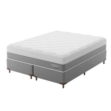 Imagem de Cama Box Queen com Colchão Sublime Mola Ensacada e Espuma Viscoelástica (32x158x198) Cinza e Branco