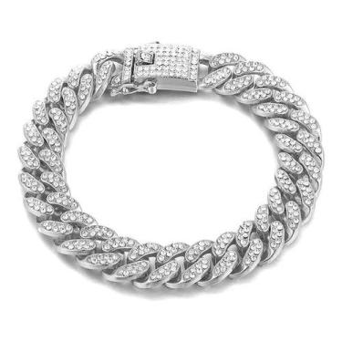 Imagem de Pulseira Ice Cuban Cravejado Zircônia AAA+ Brilho Prateado - Lomany Co