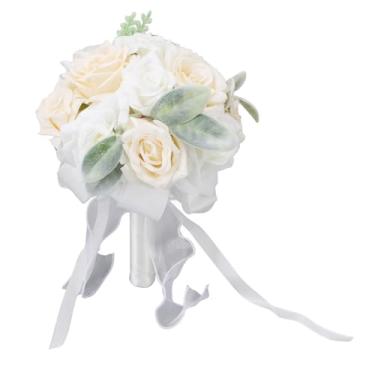 Imagem de Flores Artificiais da Dama de Honra Casamento Mão Segurando buquê Artificial Flores Falsas Jogar buquê Artificial Falso Flor Mão Buquês para Casamento Buquês de Casamento para